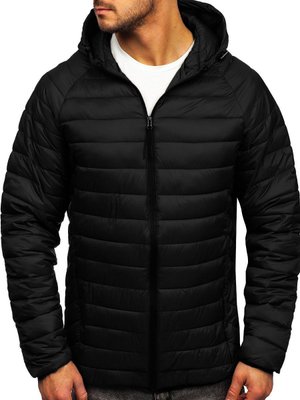 Куртка мужская стеганая черная с капюшоном весна-осень Осло размер C D0038-SL фото