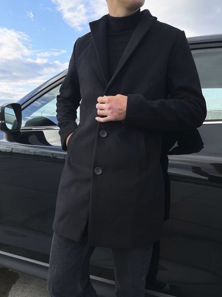 пальто кашемировое классическое мужское длинное черное 1616781351 фото