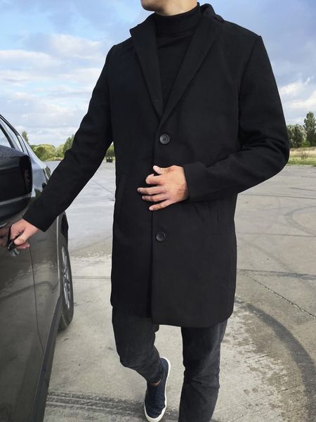 пальто кашемировое классическое мужское длинное черное 1616781351 фото