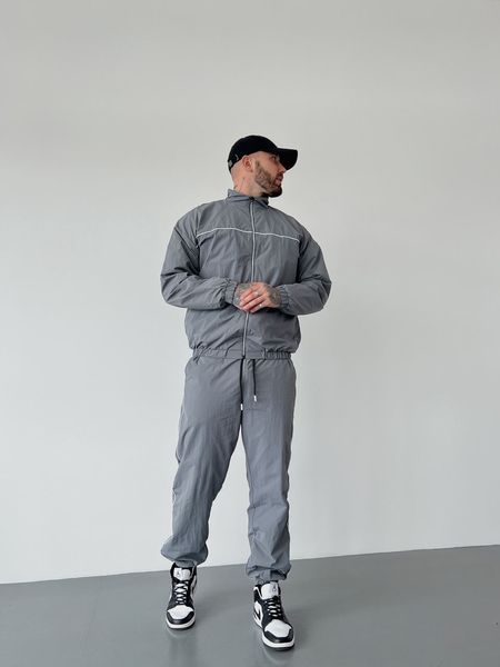 Спортивный костюм плащевка с кантом серый far1 фото