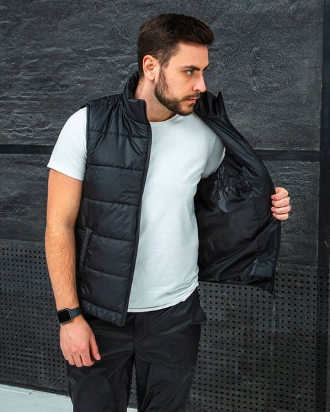 жилетка мужская дутая стеганная с внутренним карманом черная I0001-1 фото