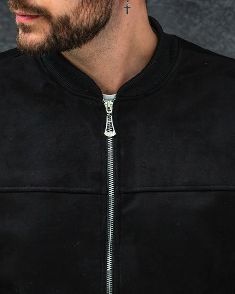 Куртка бомбер чоловіча замшева чорна F0004 фото