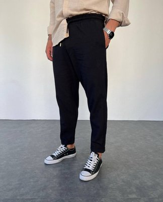 Летние брюки мужские летние черные 176-панк фото