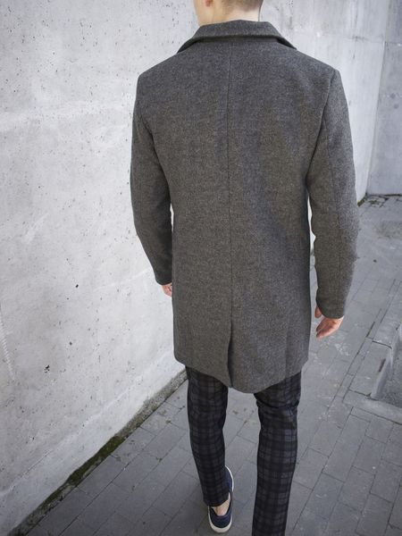Пальто кашемірове класичне чоловіче довге сіре 1695933751 фото