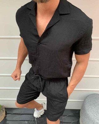 Комплект мужской рубашки и шорты, летний костюм черный rc-0066blc фото