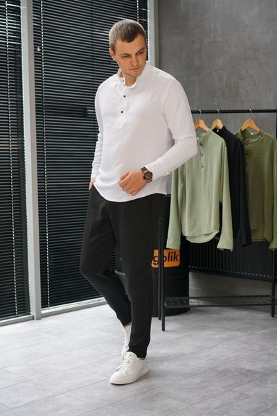 чоловічий комплект класична біла сорочка і штани чорні 770247-3 фото