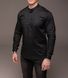 Мужская рубашка классическая приталенная без воротника черная 1421 фото 3