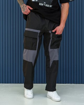 Чоловічі штани карго весняні літні осінні Lakers сіро-чорні J0018 фото
