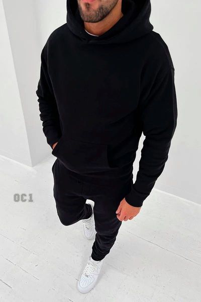 Чоловічий спортивний костюм худі+штани чорний oc1 фото