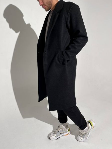Пальто кашемировое классическое мужское длинное черное COA00102-SL фото