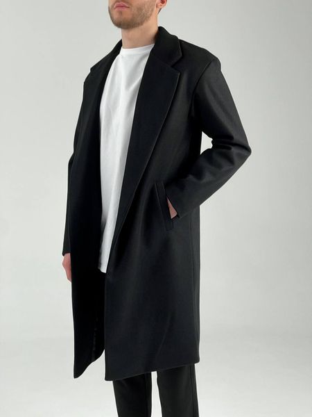 Пальто кашемірове класичне чоловіче довге чорне COA00102-SL фото