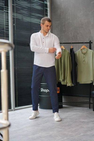 чоловічий комплект класична біла сорочка і штани сині в смужку 770247-4 фото