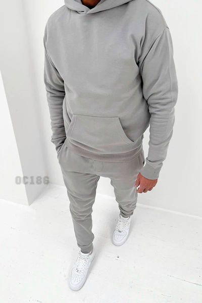 Чоловічий спортивний костюм худі+штани сірий oc186 фото