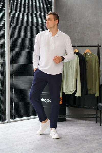 чоловічий комплект класична біла сорочка і штани сині приталені 770247-5 фото