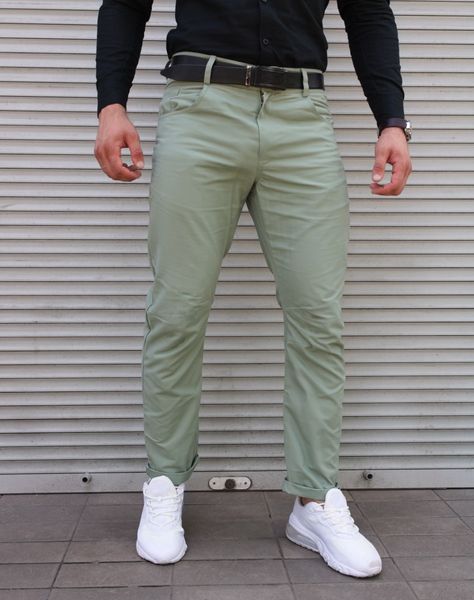 Мужские брюки коттон бирюзовые 2038 фото