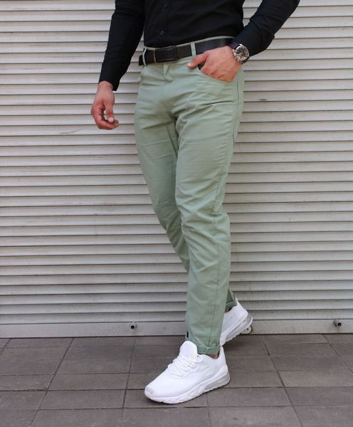 Чоловічі штани коттон бірюзові М 2038 фото