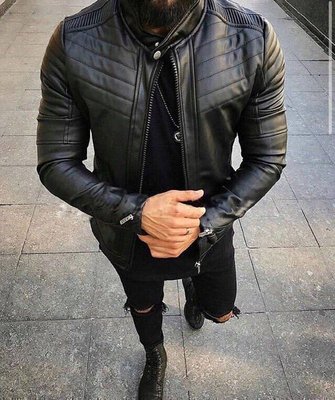 Кожанка мужская куртка косуха кожаная черная 132-ПАНК фото