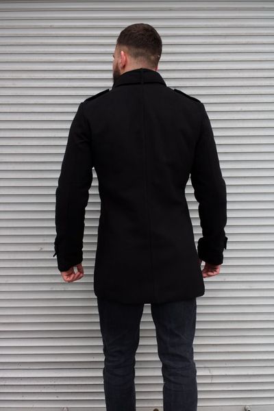 Пальто мужское кашемировое демисезонное черное 1679-SL-1 фото