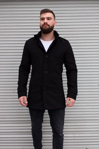 Пальто мужское кашемировое демисезонное черное 1679-SL-1 фото