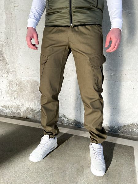 Штаны карго мужские, джоггеры с накладными карманами хаки 3020 haki-SL фото