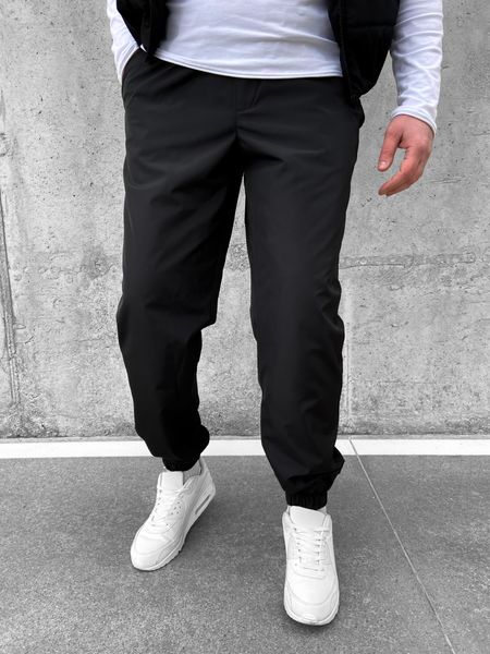 Спортивные брюки мужские плащевка весна осень черные 515 фото