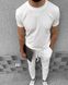 Чоловічий Трикотажний Білий Костюм Комплект із Фактурної Тканини – Футболка + Штани зі Стрілками k87 фото 4