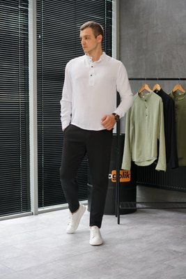 мужской комплект классический приталенная белая рубашка брюки черные зауженные 770247-8 фото