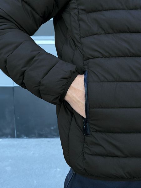 куртка чоловіча стьобана з капюшоном осіння демісезонна хакі 770635-1 фото