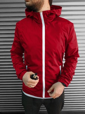 Чоловіча куртка вітровка водовідштовхувальна з капюшоном червона 707red-SL фото