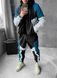 Спортивний чоловічий костюм плащівка трикольоровий синій ksp10 фото 1
