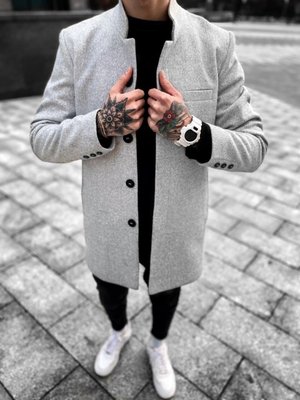 Пальто мужское кашемировое демисезонное меланж plt13-SL фото
