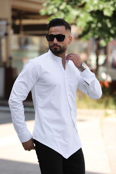 Сорочка чоловіча приталена класична під джинси чорно біла 770529-2 фото