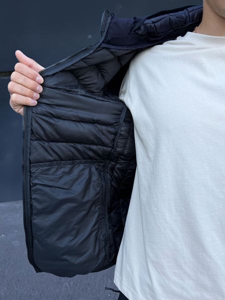 куртка чоловіча стьобана з капюшоном осіння демісезонна синя 770635-2 фото