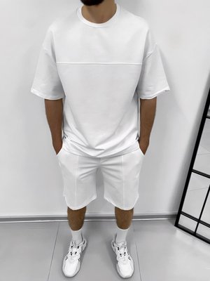 Костюм футболка+шорты мужские с прострочкой белый vz-k17wht фото