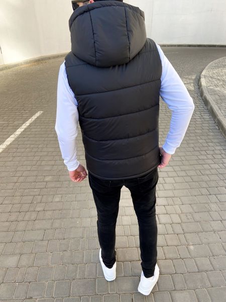 жилетка чоловіча безрукавка з капюшоном чорна LOOK4-2019 фото