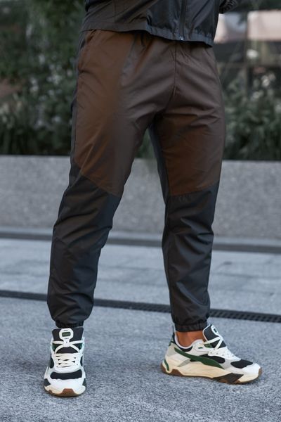 Спортивний костюм плащівка чоловічий з капюшоном чорно-коричневий S-XL 770665-1 фото