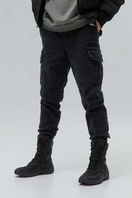 Штаны карго мужские, джоггеры с накладными карманами черные Эйсид 00002569 фото