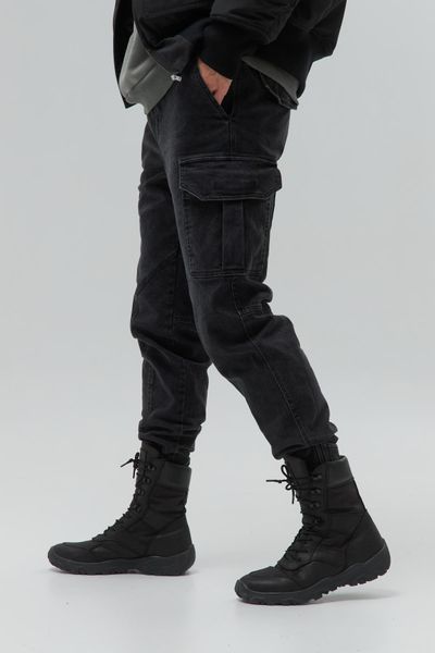 Штани карго чоловічі, штани джоггери з накладними кишенями чорні Ейсід 00002569 фото