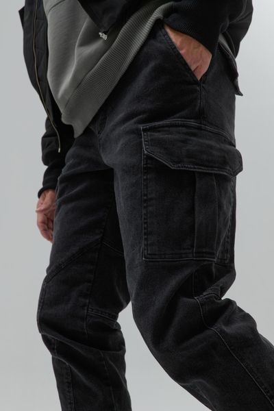 Штани карго чоловічі, штани джоггери з накладними кишенями чорні Ейсід 00002569 фото