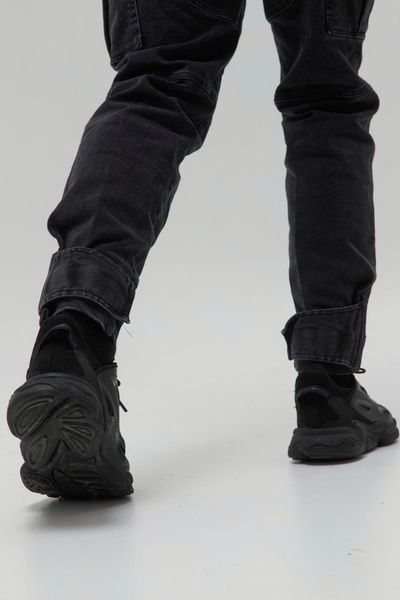 Штаны карго мужские, джоггеры с накладными карманами черные Эйсид 00002569 фото