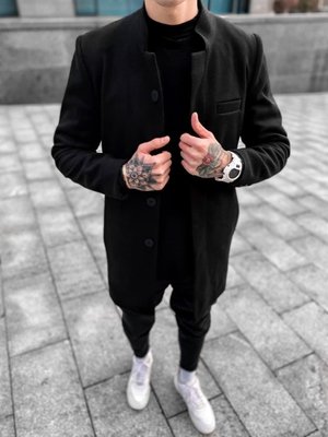 Пальто чоловіче кашемірове демісезонне чорна plt11-SL фото