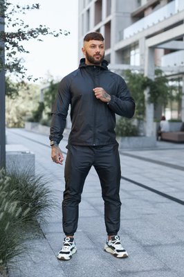 Спортивный костюм плащевка мужской с капюшоном черный S-XL 770665-2 фото