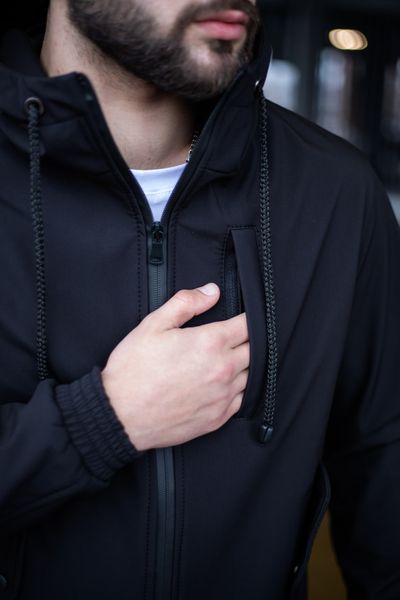 Спортивный костюм мужской Soft Shell, Комплект куртка + штаны на флисе черный 1586881886 фото