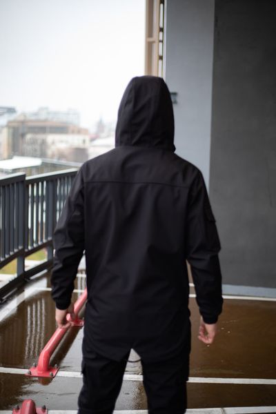 Спортивный костюм мужской Soft Shell, Комплект куртка + штаны на флисе черный 1586881886 фото