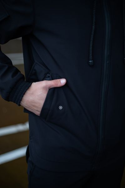 Спортивний костюм чоловічий Soft Shell, Комплект куртка + штани на флісі чорний 1586881886 фото