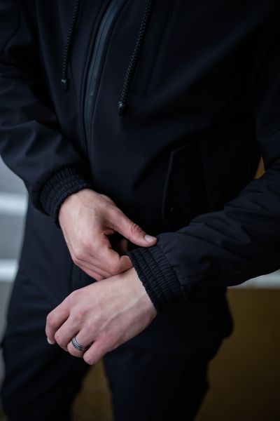 Спортивний костюм чоловічий Soft Shell, Комплект куртка + штани на флісі чорний 1586881886 фото
