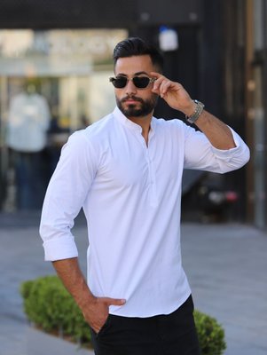 Рубашка классическая приталенная мужская белая 770516-1 фото