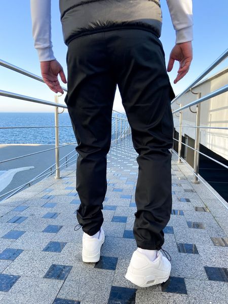 Штани карго чоловічі, джоггери з накладними кишенями чорні 3020-SL фото