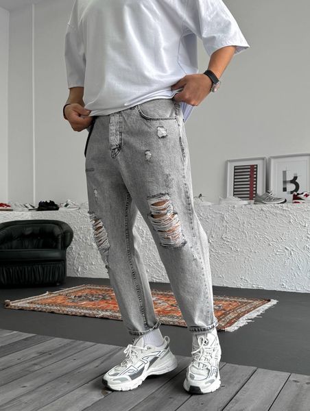 Чоловічі джинси сірі рвані RVAN-304 фото