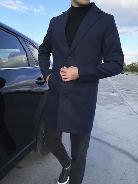 пальто кашемірове класичне чоловіче довге синє 1616781443 фото